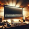 ai generated, computer, workspace, film, video editing, cartoon
