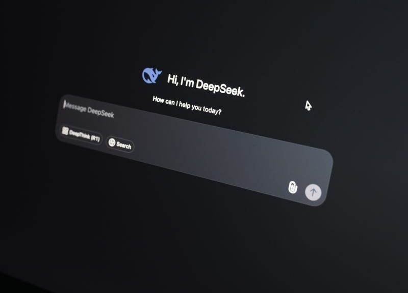 Close-up of an AI chat interface on a laptop screen in a dark setting.