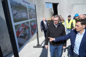 The President of the Republic of Serbia Aleksandar Vucic visited the construction site within the EXPO project. Predsednik Republike Srbije Aleksandar Vucic obisao jee gradilste u okviru EXPO projekta.