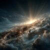particle, dust, float, christmas, nature, morning, sunbeam, light, ray, sunlight, sky, cloud, space, cosmos, nebula, universe, galaxy, star, ethereal, dream, fantasy, abstract, cosmic, energy, glow, ai generated