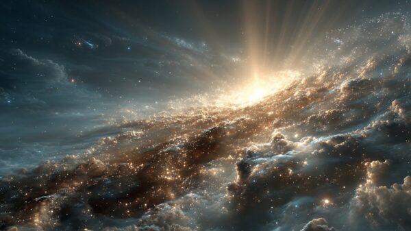 particle, dust, float, christmas, nature, morning, sunbeam, light, ray, sunlight, sky, cloud, space, cosmos, nebula, universe, galaxy, star, ethereal, dream, fantasy, abstract, cosmic, energy, glow, ai generated