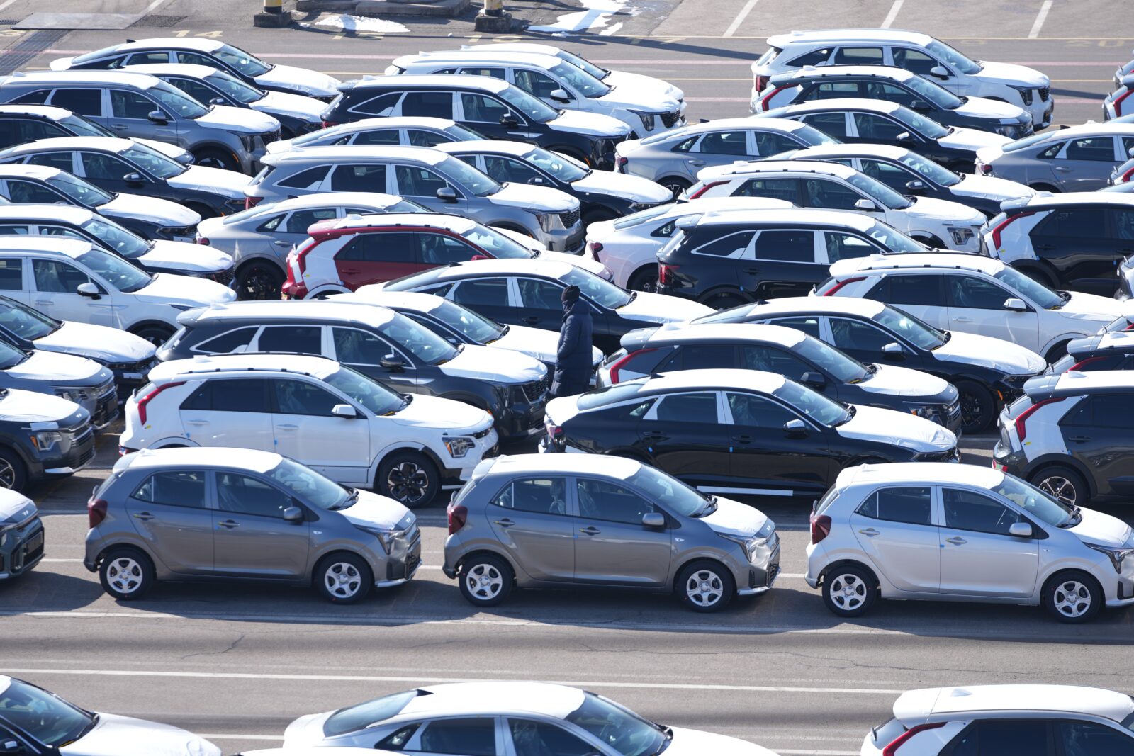 vozila, automobili, izvoz, parking, južna koreja