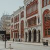 Elegant historic university facade in the urban streets of Belgrade, Serbia.