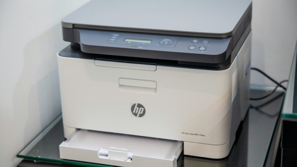 white and gray hp all in one printer