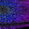 Dynamic abstract background featuring computer code in focus with blurred effect.