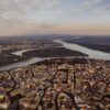 Breathtaking aerial view of Belgrade, Serbia with the Danube River winding through the city.